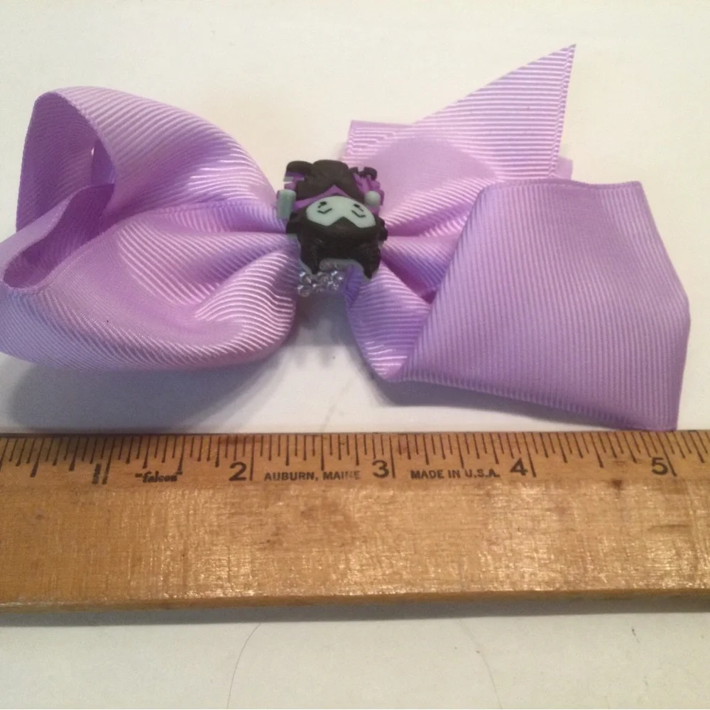 Disney Maleficent Hair Bow Clip Bling LRG 5” Purple Villain Barrette Pony Tail